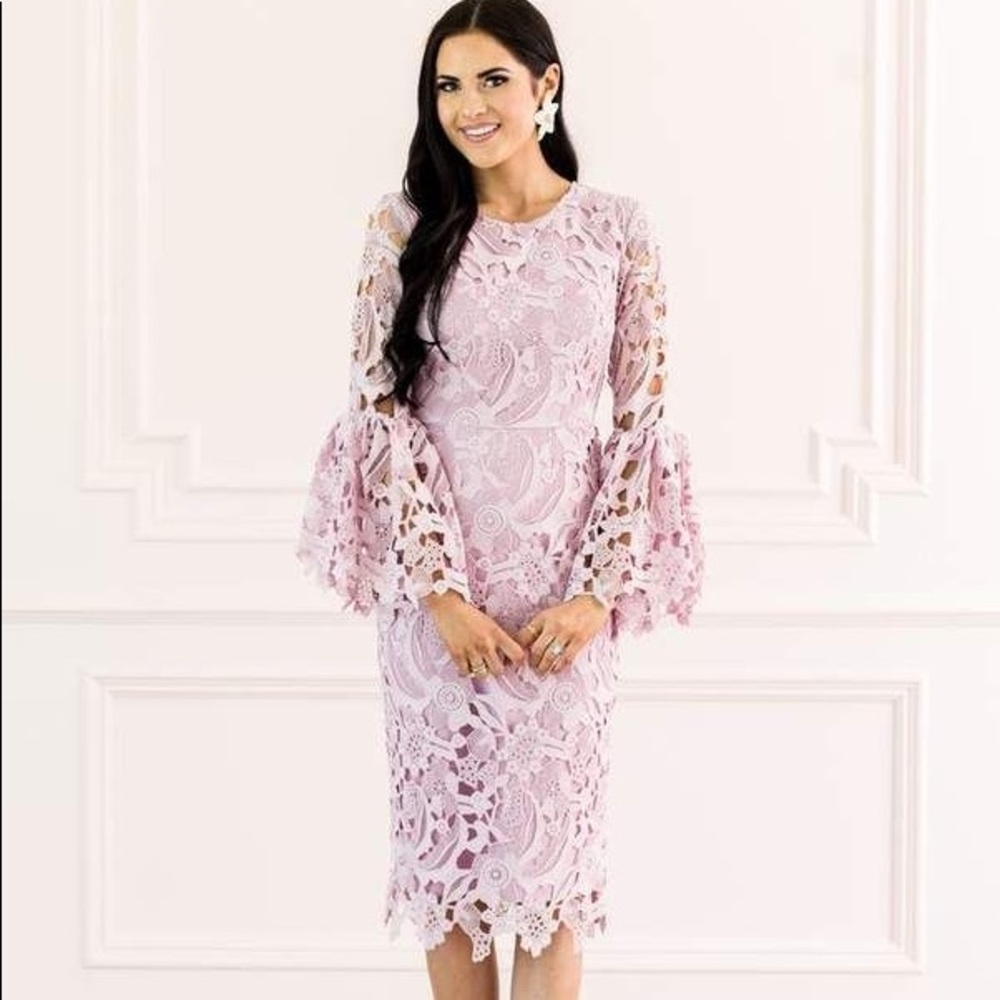 Rachel Parcell lace dress w/ bell sleeve in Lilac